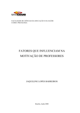 fatores que influenciam na motiva&ccedil;&atilde;o de professores