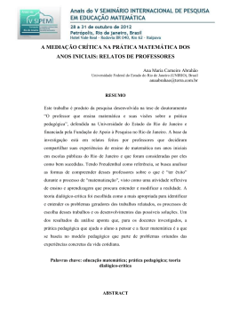a media&ccedil;&atilde;o cr&iacute;tica na pr&aacute;tica matem&aacute;tica dos anos iniciais