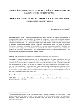 FORMA&Ccedil;&Atilde;O DE PROFESSORES: T&Eacute;CNICA E EFICI&Ecirc;NCIA