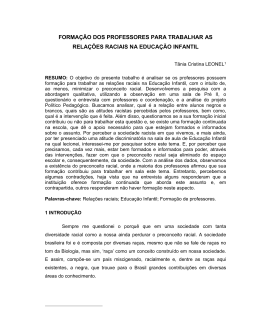 forma&ccedil;&atilde;o dos professores para trabalhar as rela&ccedil;&otilde;es raciais na