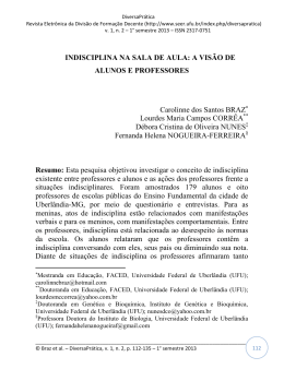 INDISCIPLINA NA SALA DE AULA: A VIS&Atilde;O DE - Unifal-MG