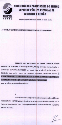 Veja o a íntegra do documento - Sindicato dos Professores do