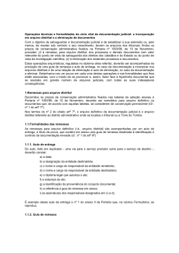 Operações técnicas e formalidades do ciclo vital da