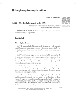 Legislação arquivística Lei 8.159, de 8 de janeiro de 1991