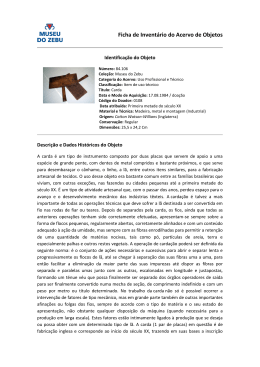 Ficha de Inventário do Acervo de Objetos