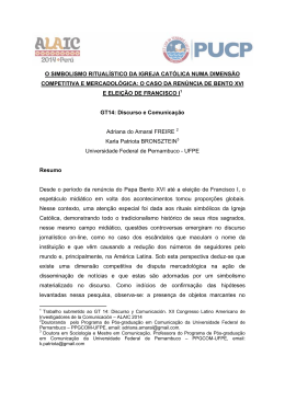 o simbolismo ritual&iacute;stico da igreja cat&oacute;lica numa dimens&atilde;o