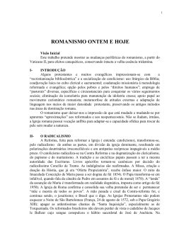 Romanismo Ontem e Hoje - Igreja Presbiteriana Eben&eacute;zer de S&atilde;o