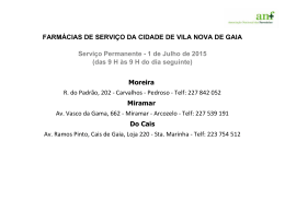 FARM&Aacute;CIAS DE SERVI&Ccedil;O DA CIDADE DE VILA NOVA DE GAIA