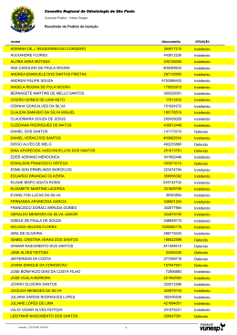 Resultado do Pedido de Isen&ccedil;&atilde;o nome situa&ccedil;&atilde;o documento