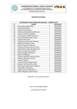 INSCRI&Ccedil;&Otilde;ES PARA EXAME DE SELE&Ccedil;&Atilde;O &ndash; TURMA 2012