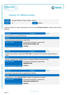 Release Notes Framework - LIB – Biblioteca de Funções