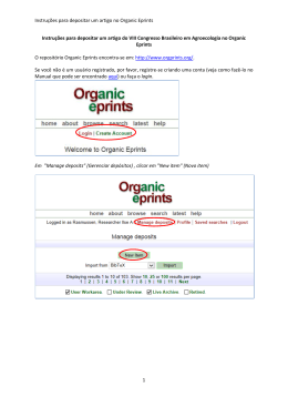 Instru&ccedil;&otilde;es para depositar um artigo no Organic Eprints 1 Instru&ccedil;&otilde;es