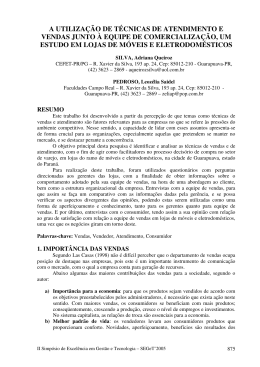 a utiliza&ccedil;&atilde;o de t&eacute;cnicas de atendimento e vendas junto &agrave;