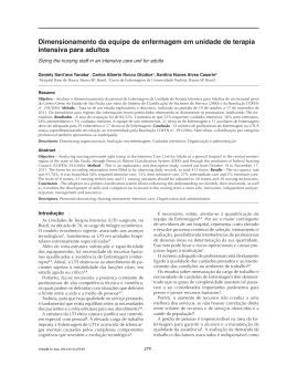 Dimensionamento da equipe de enfermagem em unidade de