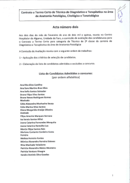 Ata nº 2 - Lista de Candidatos admitidos a concurso