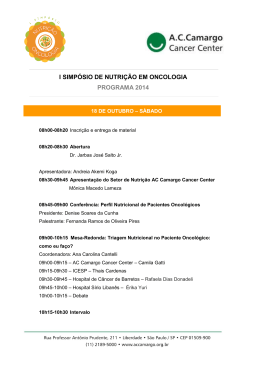i simp&oacute;sio de nutri&ccedil;&atilde;o em oncologia programa 2014