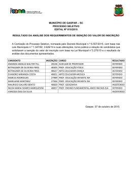 Resultado An&aacute;lise dos Requerimentos de Isen&ccedil;&atilde;o do Valor