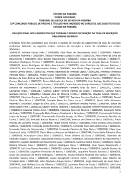 Rela&ccedil;&atilde;o final dos candidatos que tiveram o pedido