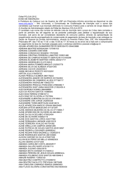 Edital PCLQ-6-2012 AVISO DE INSCRI&Ccedil;&Atilde;O A Prefeitura do