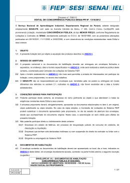 1315-12 CP-AQUISI&Ccedil;&Atilde;O DE EQUIPAMENTOS PARA A