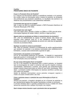 1 Cartilha PRONTU&Aacute;RIO &Uacute;NICO DO PACIENTE &Eacute; o