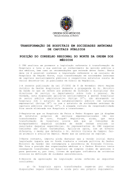 transforma&ccedil;&atilde;o de hospitais em sociedades an&oacute;nimas de capitais