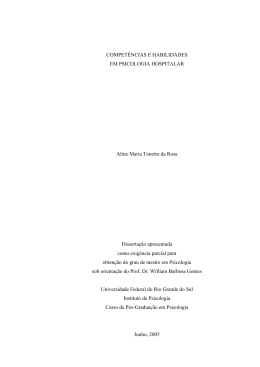 COMPETÊNCIAS E HABILIDADES EM PSICOLOGIA HOSPITALAR