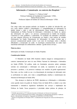Informa&ccedil;&atilde;o e Comunica&ccedil;&atilde;o no contexto dos Hospitais