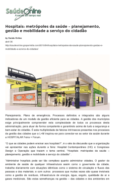 Hospitais: metr&oacute;poles da... cidad&atilde;o | Sa&uacute;de Online