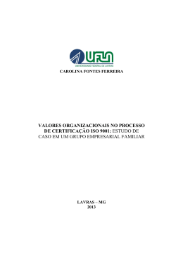 valores organizacionais no processo de certificação iso 9001