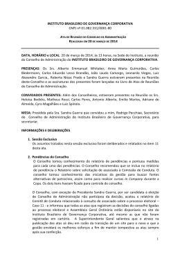 20/03/2014 &ndash; Ata de Reuni&atilde;o do Conselho de Administra&ccedil;&atilde;o do IBGC