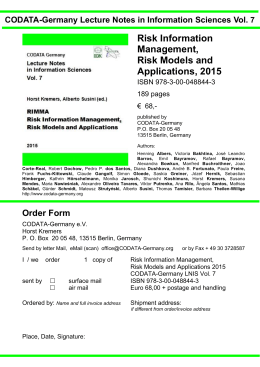 Order Form - RIMMA Risk Information Management, Risk Models