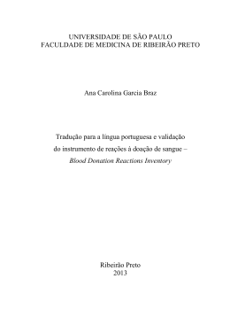 Blood Donation Reactions - Biblioteca Digital de Teses e