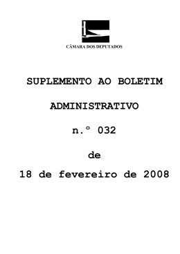 SUPLEMENTO AO BOLETIM ADMINISTRATIVO n.º 032 de 18 de