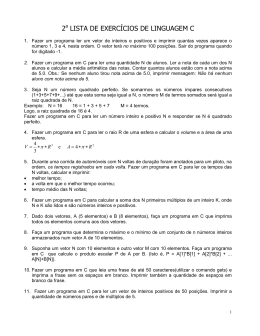 2a LISTA DE EXERC&Iacute;CIOS DE LINGUAGEM C