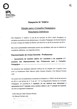 Desp. n.º 9-2014 - Eleição Conselho pedagógico resultados