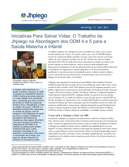 Iniciativas Para Salvar Vidas: O Trabalho da Jhpiego na Abordagem