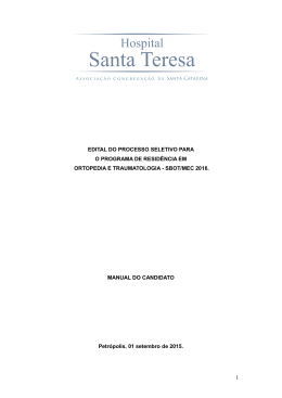 EDITAL DO PROCESSO SELETIVO PARA O PROGRAMA DE