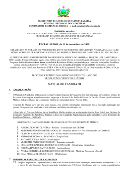 Edital N&deg; 01/2009 - COMISS&Atilde;O DE RESID&Ecirc;NCIA M&Eacute;DICA