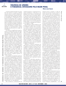 viol&ecirc;ncia de g&ecirc;nero: o paradoxal entusiasmo pelo rigor penal