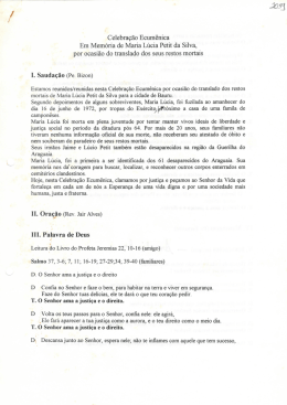 Celebração Ecumênica Em Memória de Maria Lúcia Petit da Silva