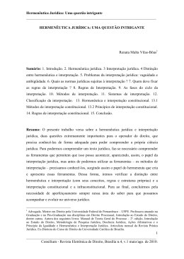 Hermen&ecirc;utica Jur&iacute;dica Uma quest&atilde;o intrigante.__doc