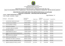 RESULTADO DA CLASSIFICA&Ccedil;&Atilde;O GERAL POR CAMPUS