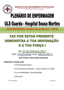 15.30 horas Local - Sindicato dos Enfermeiros Portugueses