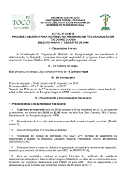 processo seletivo para ingresso no programa de p&oacute;s