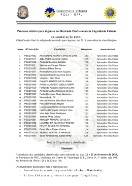 Processo seletivo para ingresso no Mestrado - PEU