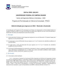 Edital de Sele&ccedil;&atilde;o para Ingresso em 2016 &ndash; Mestrado e Doutorado