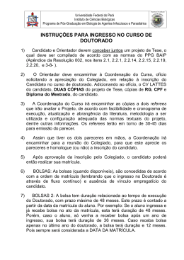 INSTRU&Ccedil;&Otilde;ES PARA INGRESSO NO CURSO DE DOUTORADO