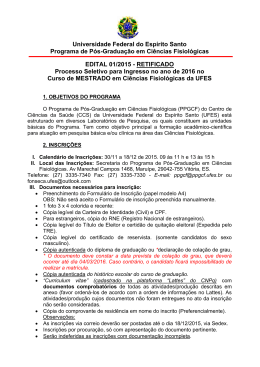 Processo seletivo para ingresso mestrado em 2008