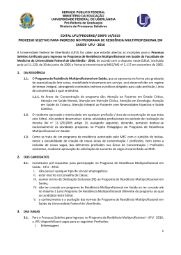 Edital Resid&ecirc;ncia Multiprofissional 2016